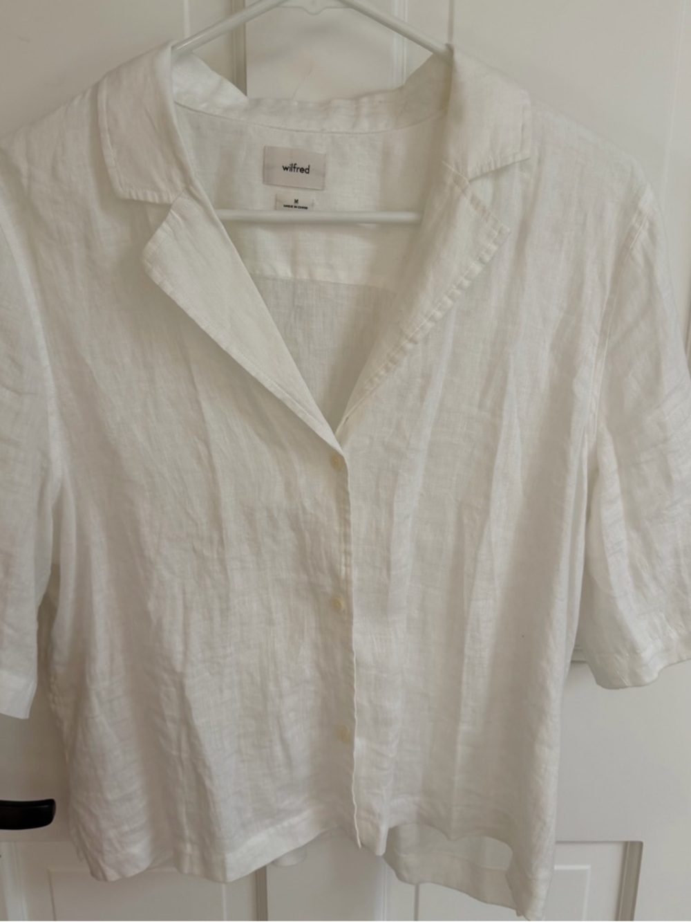 Wilfred linen Cropped White Button Front Shirt - Picture 7 of 10